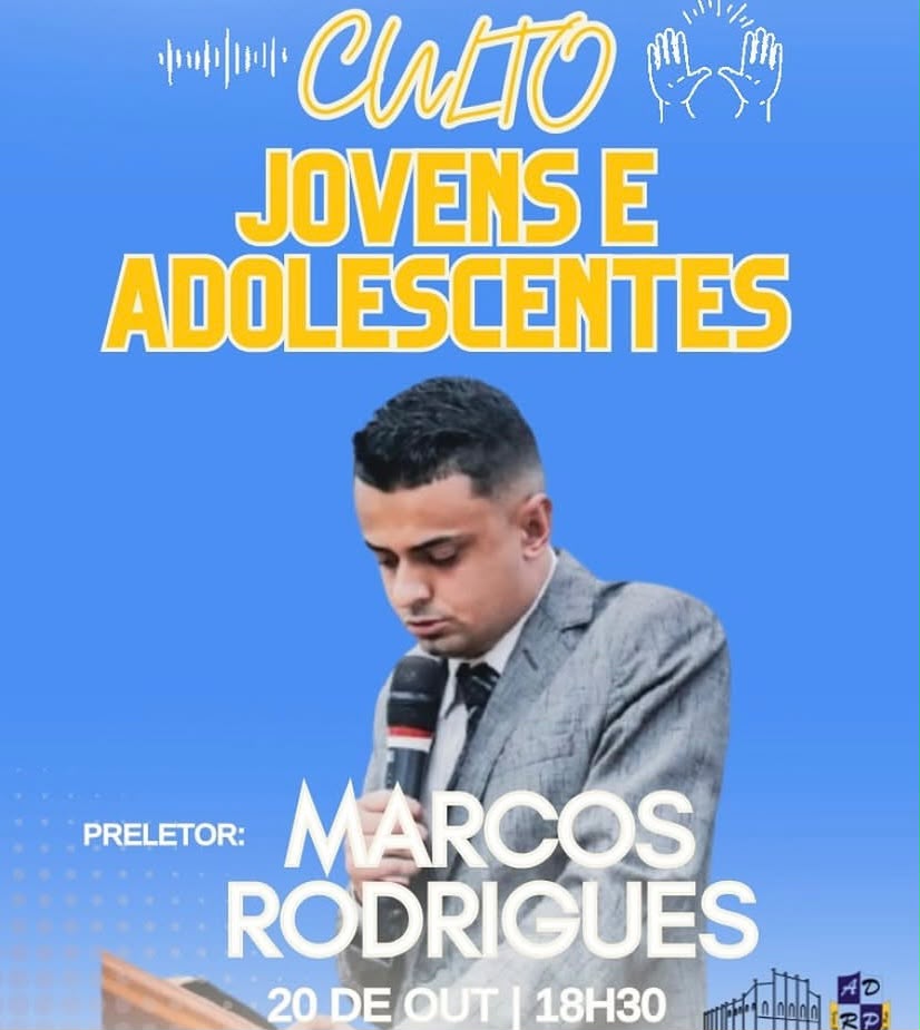 Post do culto de jovens e adolescentes com o pregador Marcos Rodrigues